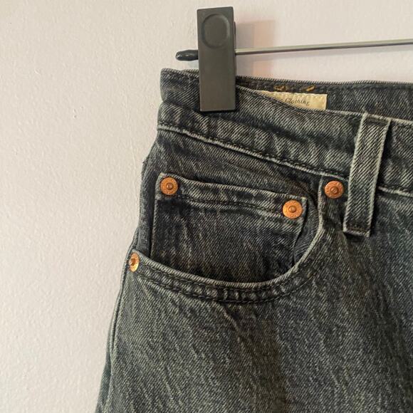 Levi's Ribcage Straight Ankle Jeans Gray Black Premium Button Fly Women 28 x 29 - Picture 6 of 15